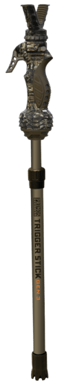 The Trigger Stick is a lightweight, height-adjustable gun rest and optical gear mount. Designed to function in a standing or kneeling stance.
